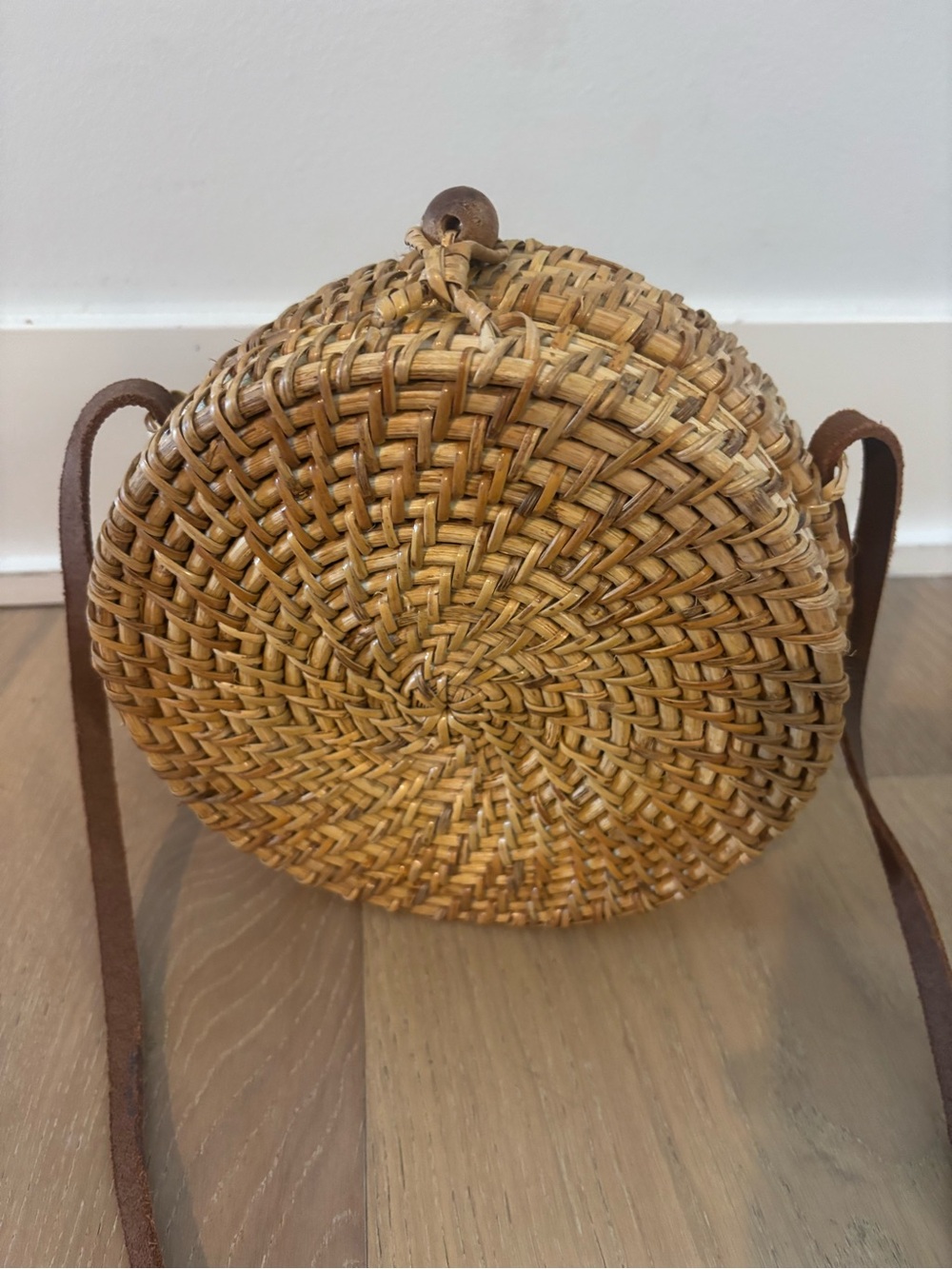 Zara Round Raffia Woven Rattan Crossbody Bag Natural Canteen Purse Handbag NEW - Picture 4 of 12